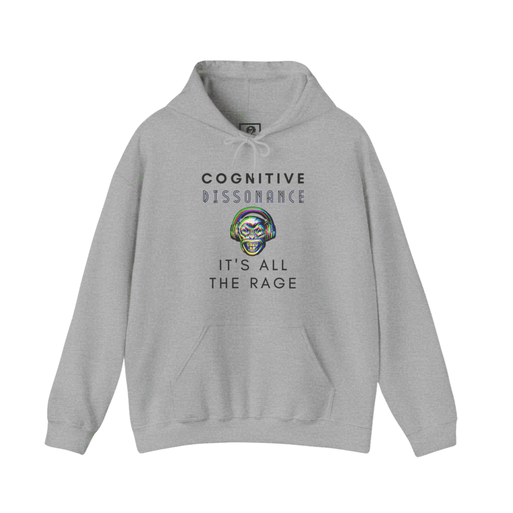 Cognitive Dissonance Glitchy Graphic Sport Grey Color Hoodie front