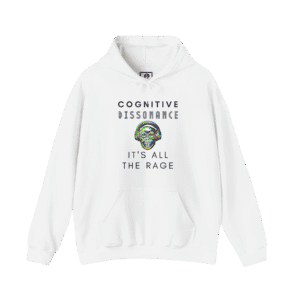 Cognitive Dissonance Glitchy Graphic White Color Hoodie front