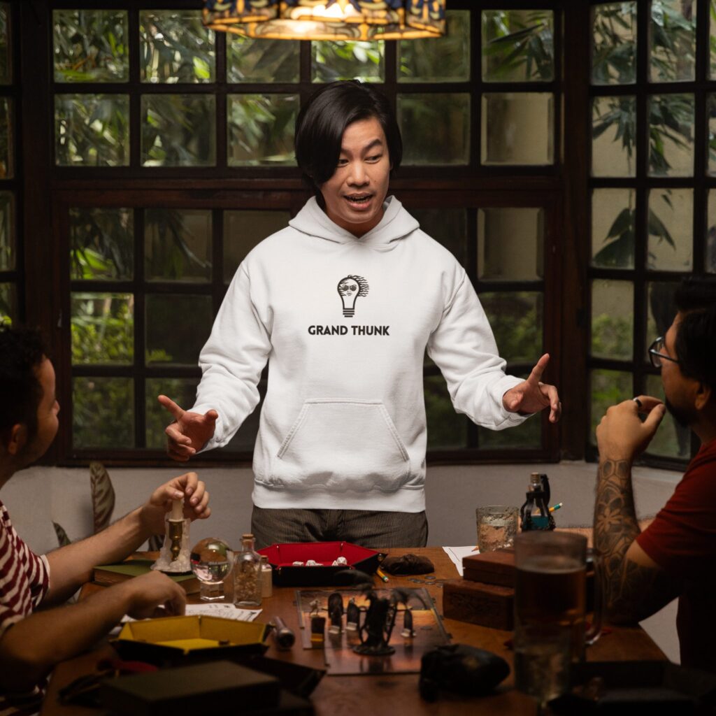 Grand Thunk hoodie on a man.