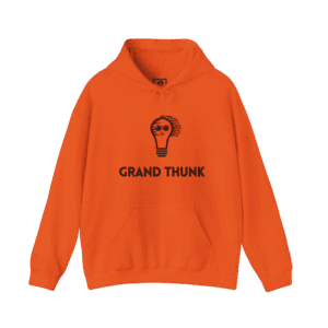 Grand Thunk Pullover Hoodie orange color, front view