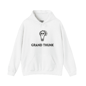Grand Thunk Pullover Hoodie white color, front view