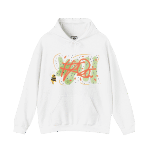 LSD Bee pullover hoodie, white color, front view