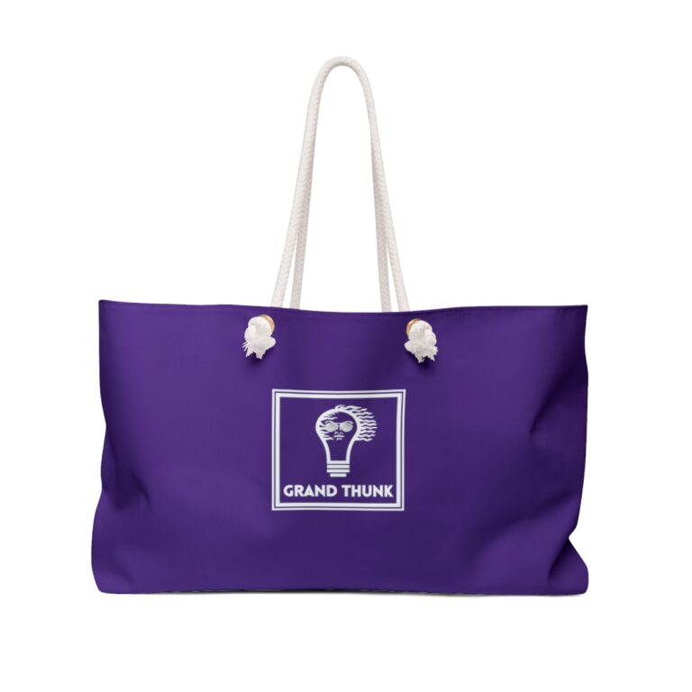 Purple Weekender Bag, front view.