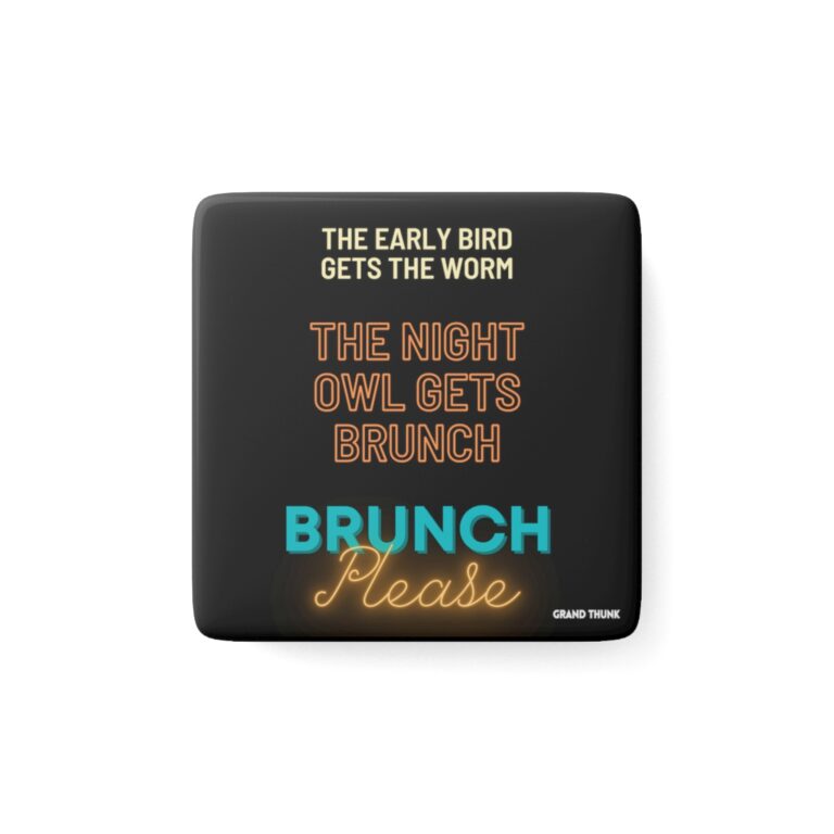 Night Owl Brunch Please Refrigerator magnet, front view.
