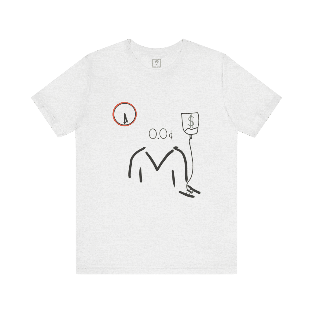 Capital Transfusion t-shirt, ash color, front view.