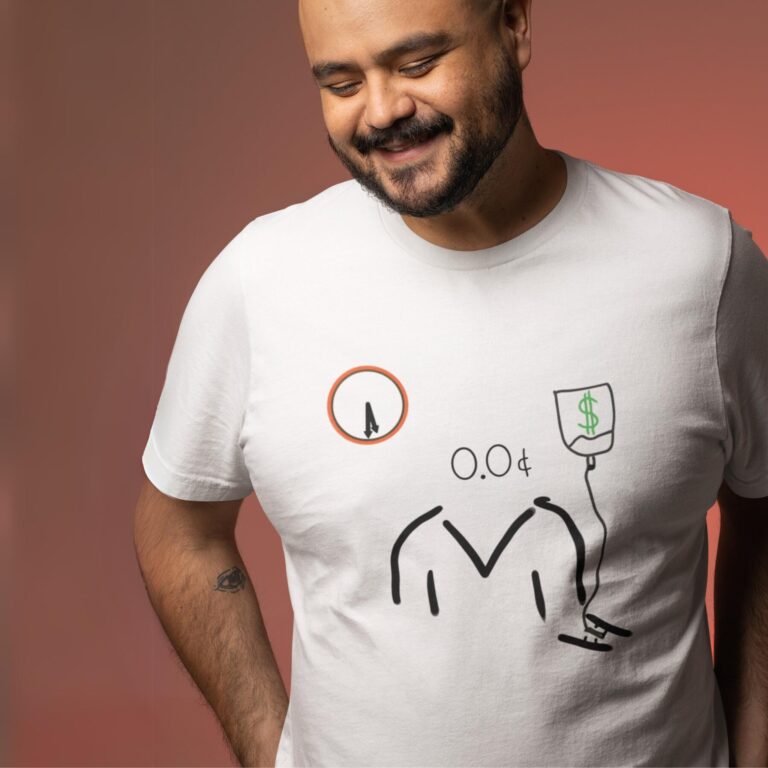 Capital Transfusion t-shirt worn by a man.