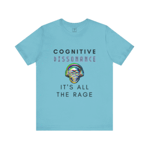 Cognitive Dissonance All The Rage Graphic t-shirt, turquoise color, front view.