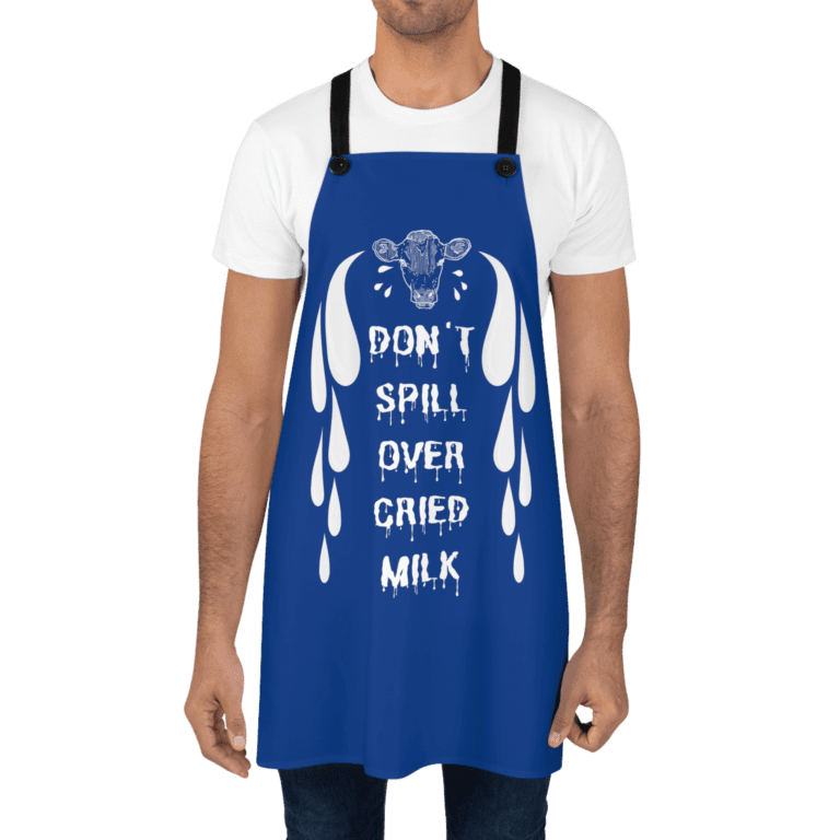 Cried Milk apron worn by a man.