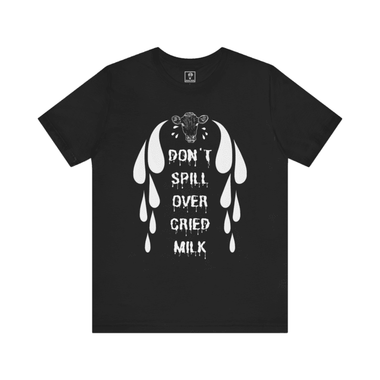Cried Milk t-shirt, black color, front view.