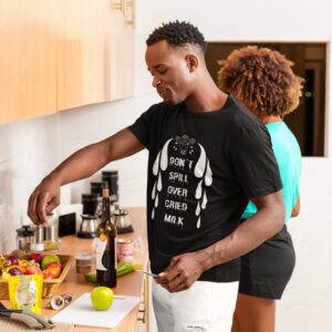 Cried Milk t-shirt worn by a man.