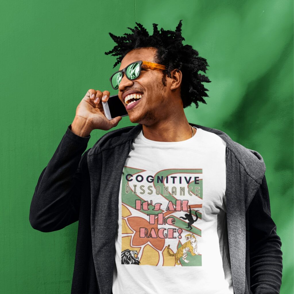 Deco Jungle t-shirt worn by a man.