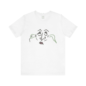 Gossip Snake t-shirt, white color, front view.
