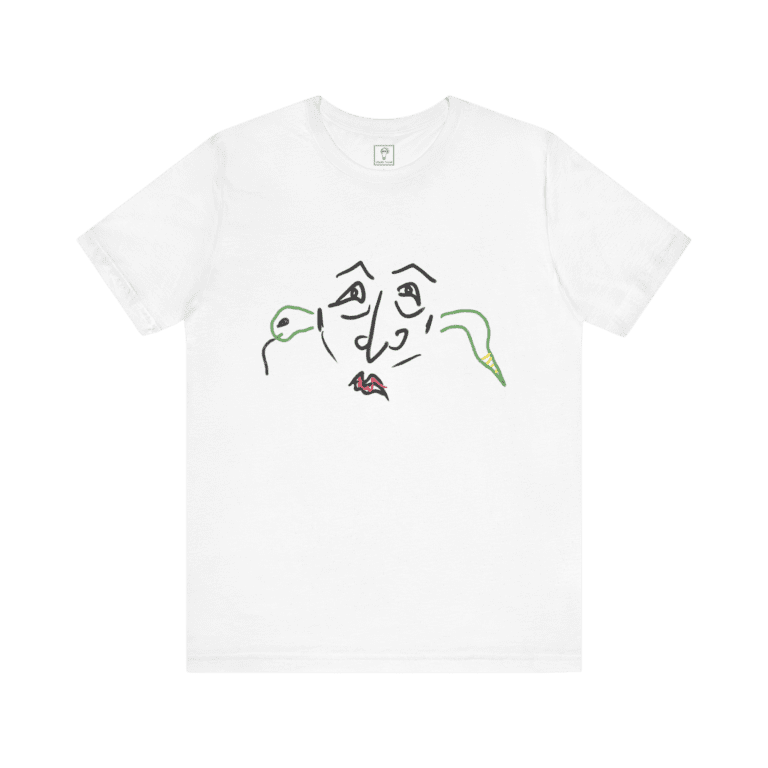 Gossip Snake t-shirt, white color, front view.