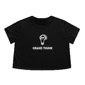 Grand Thunk black crop top t-shirt, front view.