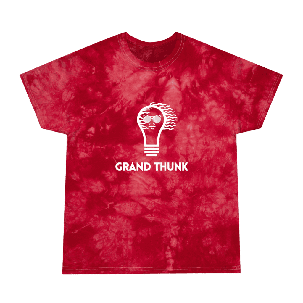 Grand Thunk tie dye crystal, red color, front view.