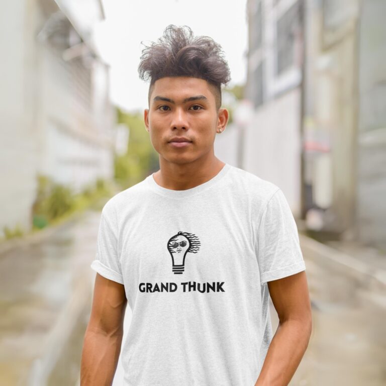 Grand Thunk t-shirt-worn by a man.