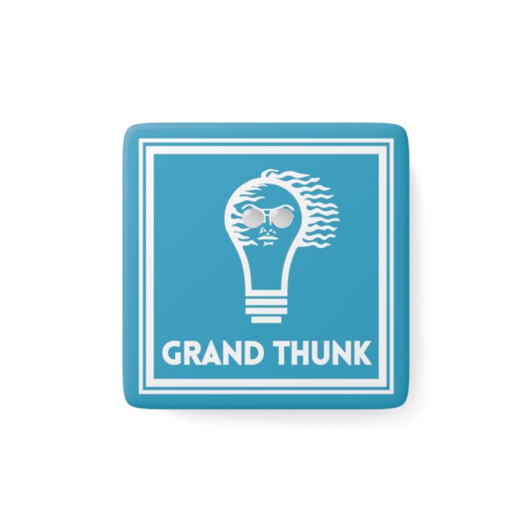 Turquoise Grand Thunk refrigerator magnet, front view.