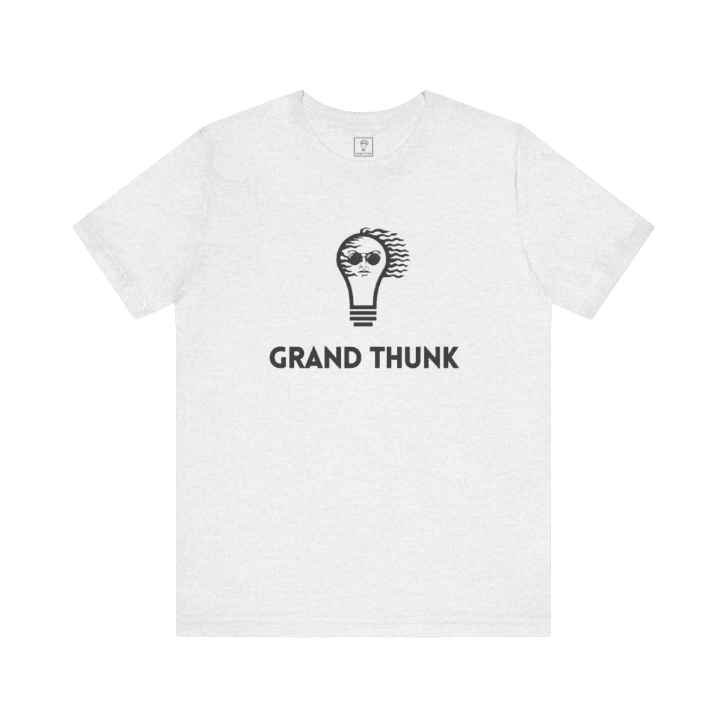 Grand Thunk t-shirt-ash color, front view.