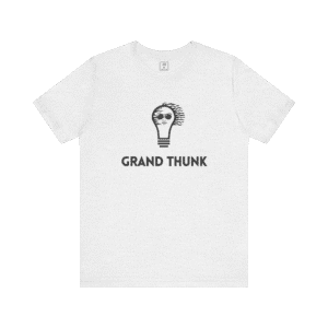 Grand Thunk t-shirt-ash color, front view.