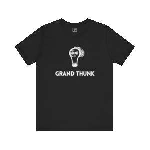 Grand Thunk t-shirt-black color, front view.