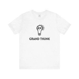 Grand Thunk t-shirt-white color, front view.