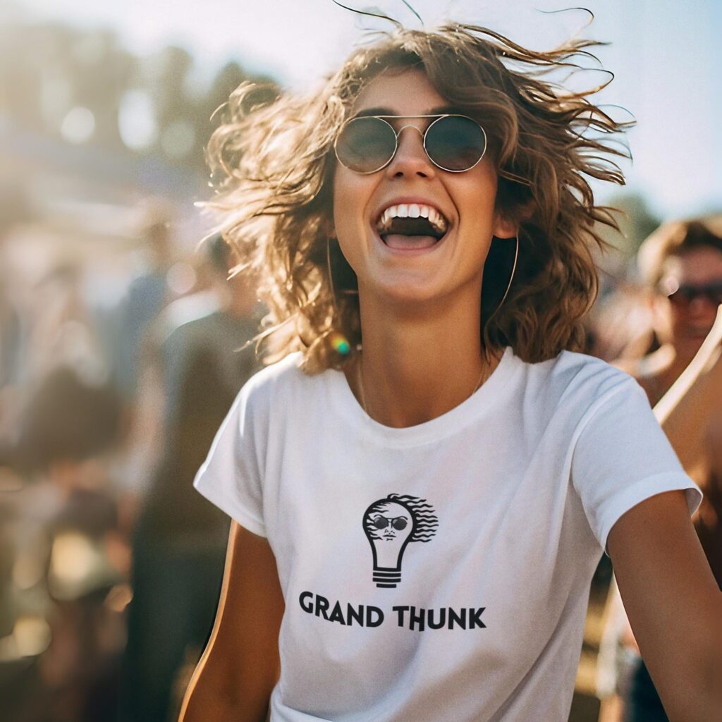 Grand Thunk t-shirt-worn by a woman.