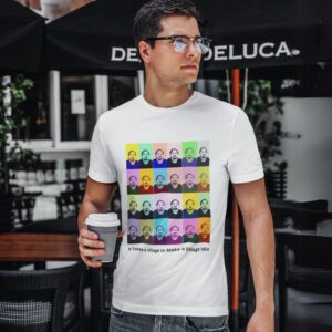 It Takes A Village t-shirt worn by a man.