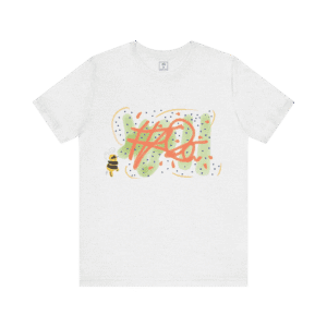 LSD Bee t-shirt, ash color, front view.