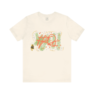 LSD Bee t-shirt, natural color, front view.