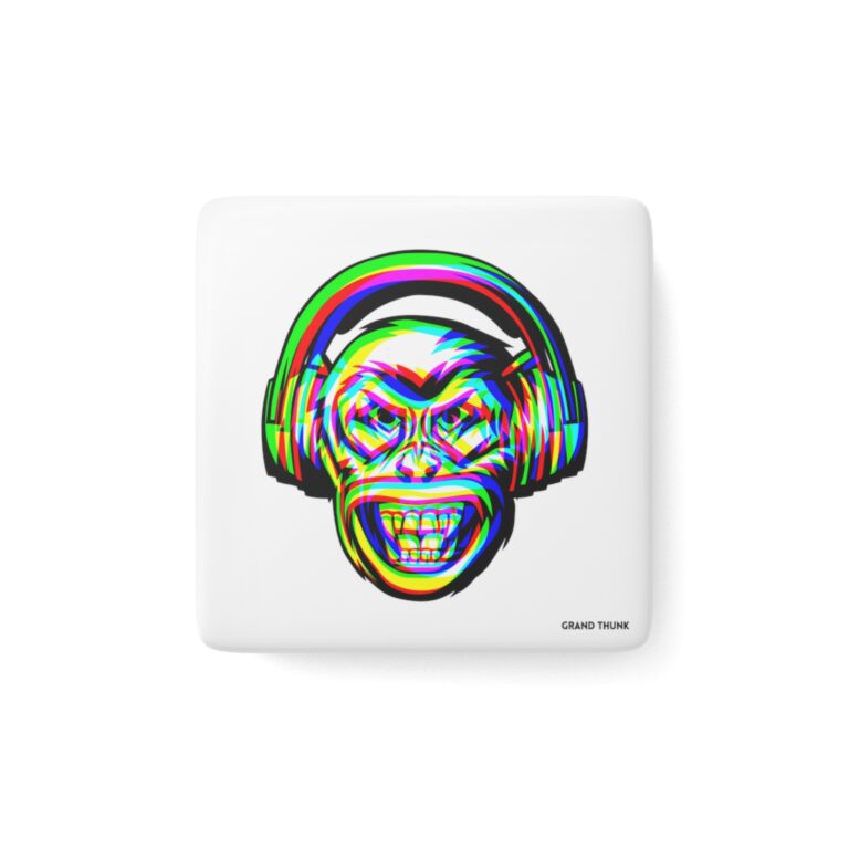 Monkeyhead refrigerator magnet, front view.