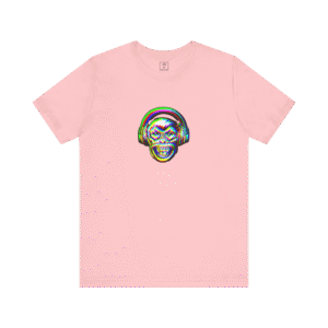 Monkeyhead t-shirt, pink color, front view.