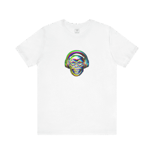 Monkeyhead t-shirt, white color, front view.