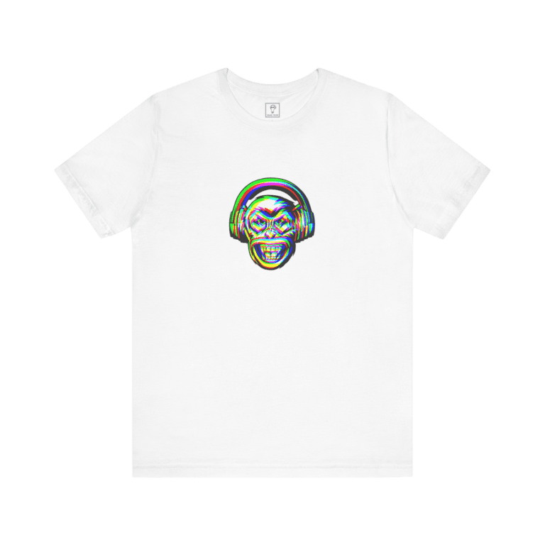 Monkeyhead t-shirt, white color, front view.