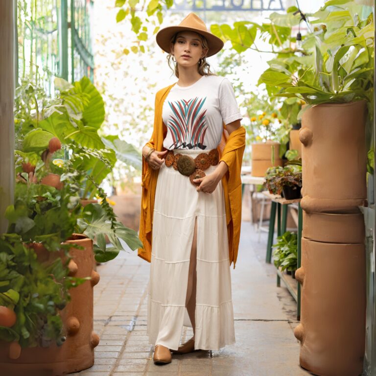 Nature Moderne t-shirt worn by a woman.