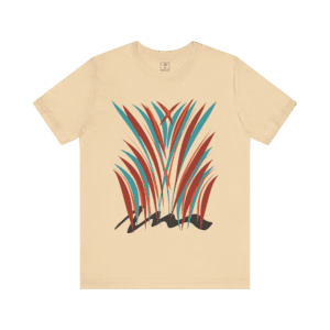 Nature Moderne t-shirt, soft cream color, front view.