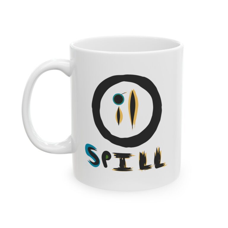 Oil Spill 11oz ceramic mug, left side.