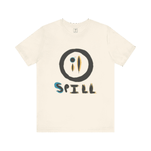 Oil Spill t-shirt, natural color, front view.