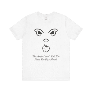Pig Apple t-shirt, white color, front view.