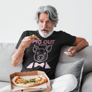 Pig Out In Style t-shirt worn by a mature man.