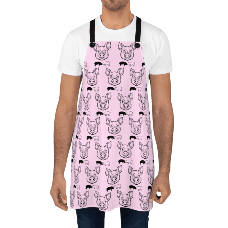 Piggy apron worn by a man.
