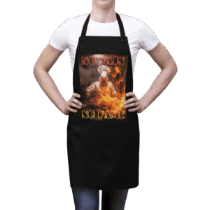 No Pain No Fame apron worn by a woman.