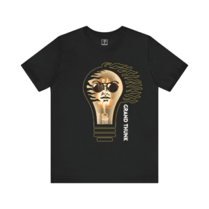 Grand Thunk Lighthbulb t-shirt front view.