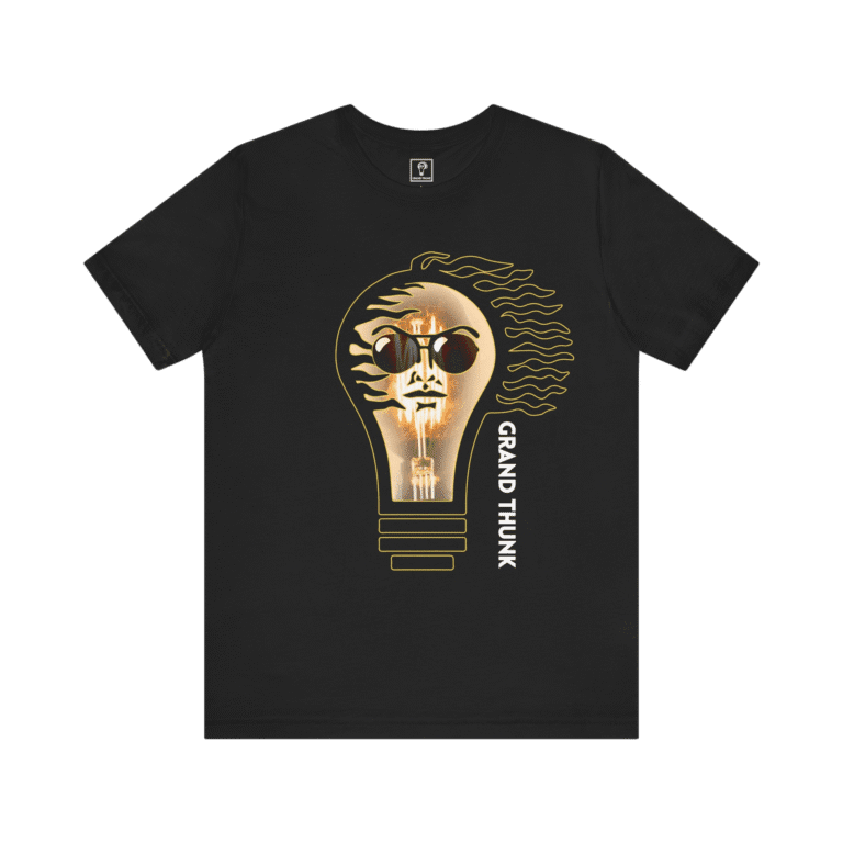 Grand Thunk Lighthbulb t-shirt front view.