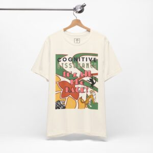 Deco Jungle t-shirt, natural color, hanging view.
