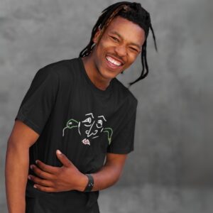 Gossip Snake t-shirt worn by a man.