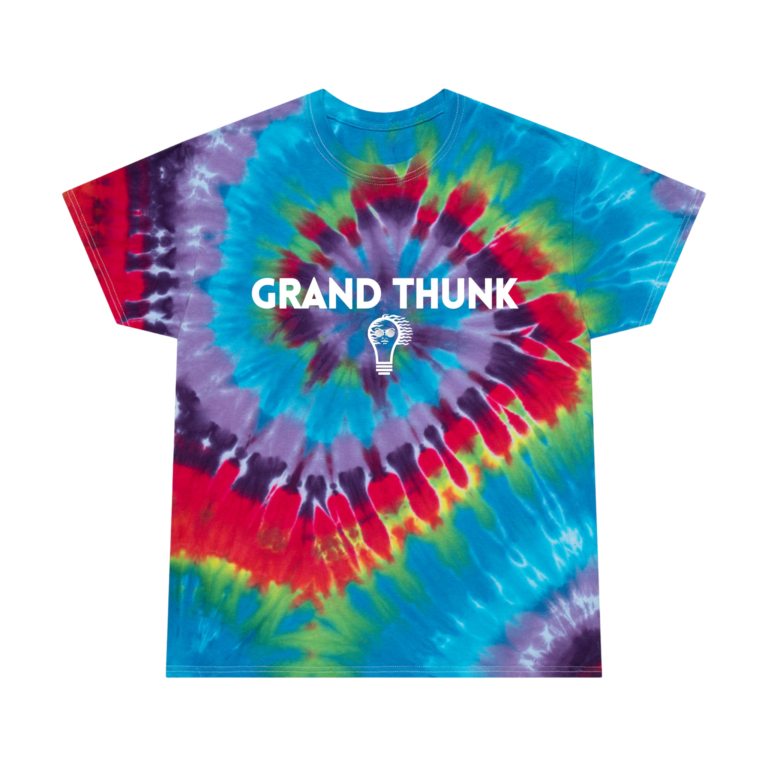 Grand Thunk tie dye spiral, front view.